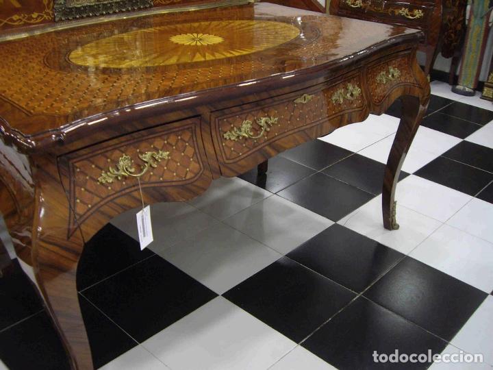 Antig&uuml;edades: MESA DESPACHO TRES CAJONES MARQUETER&Iacute;A - Foto 7