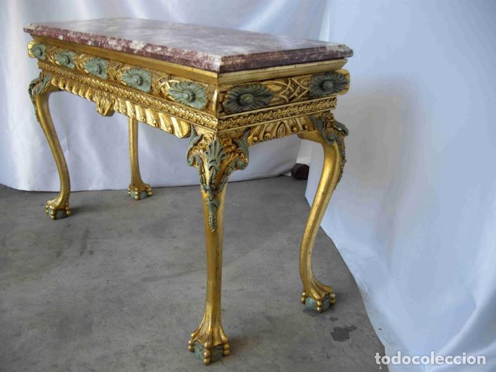 Antig&uuml;edades: CONSOLA ENTRADA M&Aacute;RMOL ORO VERDE - Foto 2