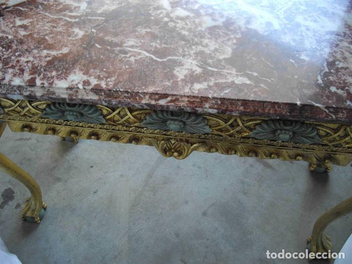 Antig&uuml;edades: CONSOLA ENTRADA M&Aacute;RMOL ORO VERDE - Foto 3
