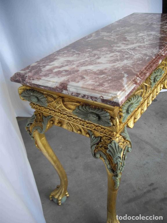 Antig&uuml;edades: CONSOLA ENTRADA M&Aacute;RMOL ORO VERDE - Foto 4
