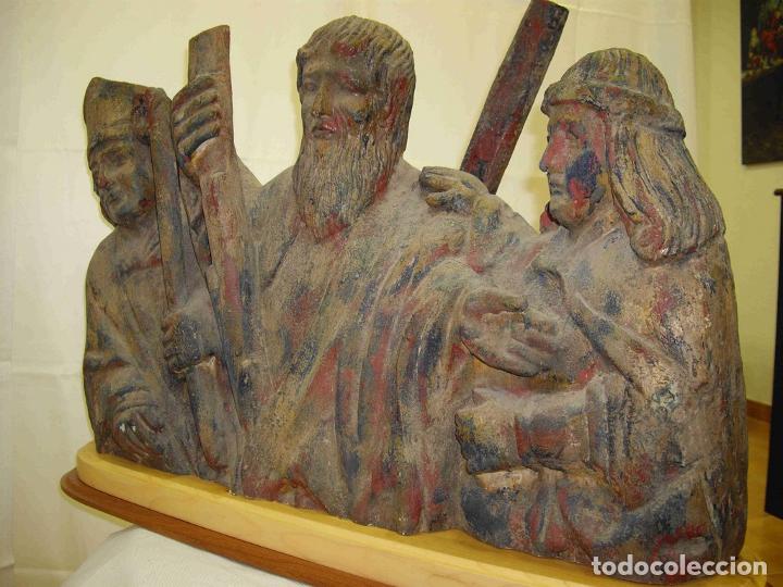 Antig&uuml;edades: IMAGEN TRES SANTOS MADERA - Foto 2