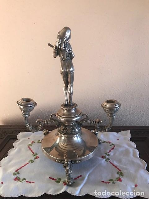 Antig&uuml;edades: CANDELABRO ALPACA PLATEADA - Foto 2