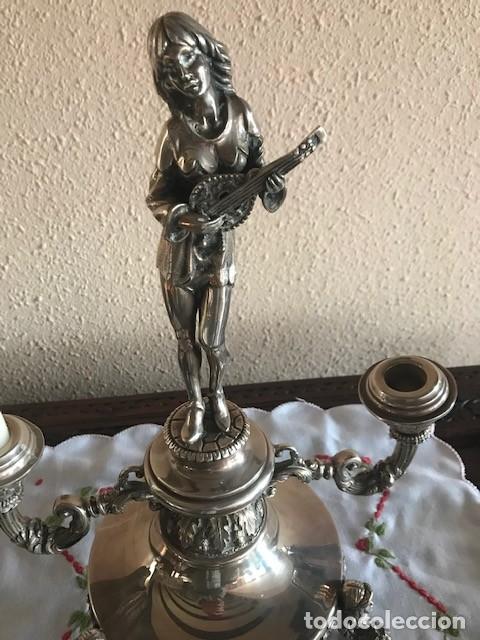 Antig&uuml;edades: CANDELABRO ALPACA PLATEADA - Foto 3