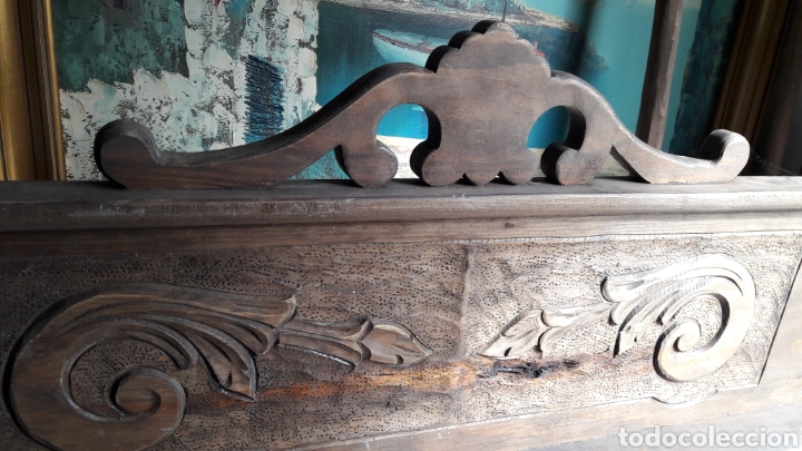 Antig&uuml;edades: GRAN PENACHO O CABECERO DE MADERA RUSTICO - Foto 3