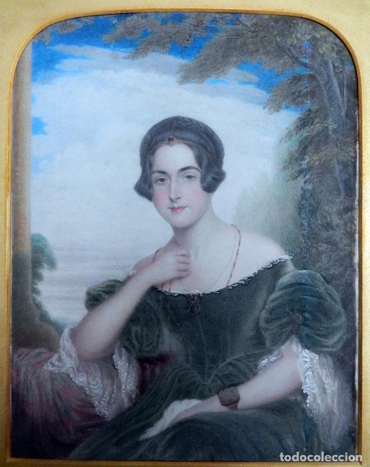 Antig&uuml;edades: CERCA 1840 MINIATURA PINTADA SOBRE MARFIL ESTILO WILLIAM CHARLES ROSS 20 X 15 CM RARO