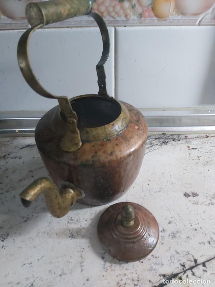 Antig&uuml;edades: tetera antigua de cobre 25 cm - Foto 3