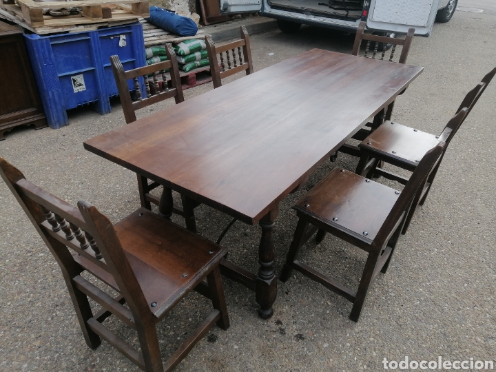 Antigüedades: Preciosa mesa lira conjuntado con 6 sillas - Foto 3 - 238209810