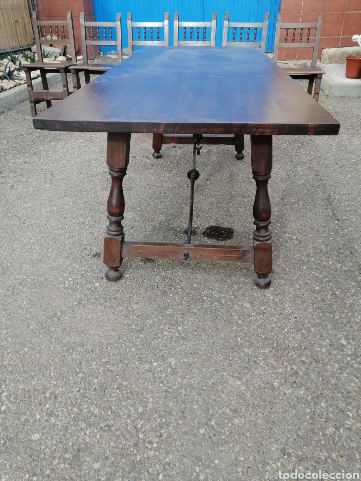 Antigüedades: Preciosa mesa lira conjuntado con 6 sillas - Foto 6 - 238209810