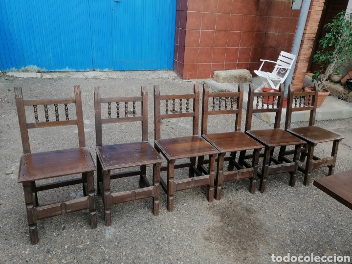 Antigüedades: Preciosa mesa lira conjuntado con 6 sillas - Foto 7 - 238209810