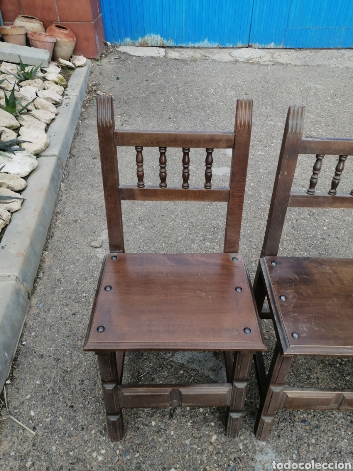 Antigüedades: Preciosa mesa lira conjuntado con 6 sillas - Foto 8 - 238209810