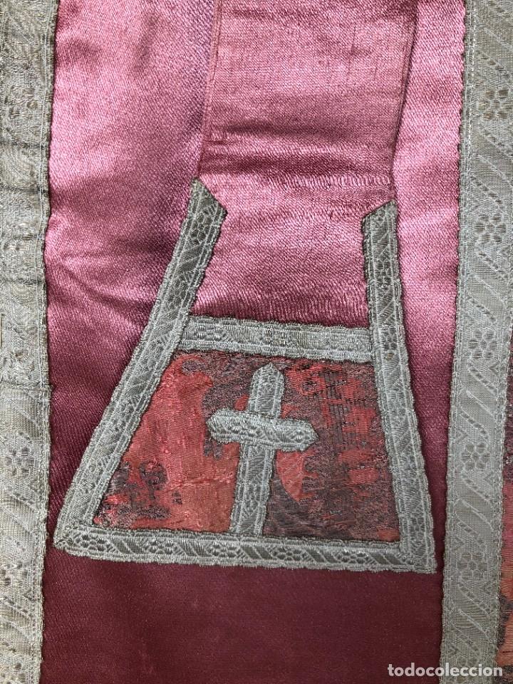 Antig&uuml;edades: CASULLA XIX COMPLETA SEDA NATURAL - Foto 12