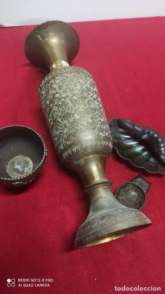 Antig&uuml;edades: JARRON DE BRONCE Y DECORACION HOGAR 4 PIEZAS - Foto 1
