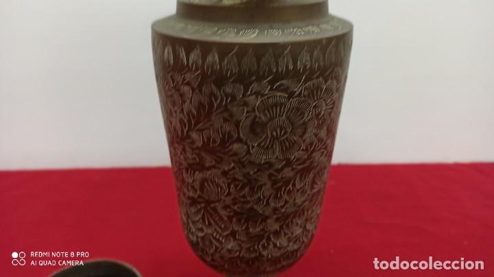 Antig&uuml;edades: JARRON DE BRONCE Y DECORACION HOGAR 4 PIEZAS - Foto 3
