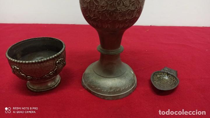 Antig&uuml;edades: JARRON DE BRONCE Y DECORACION HOGAR 4 PIEZAS - Foto 4