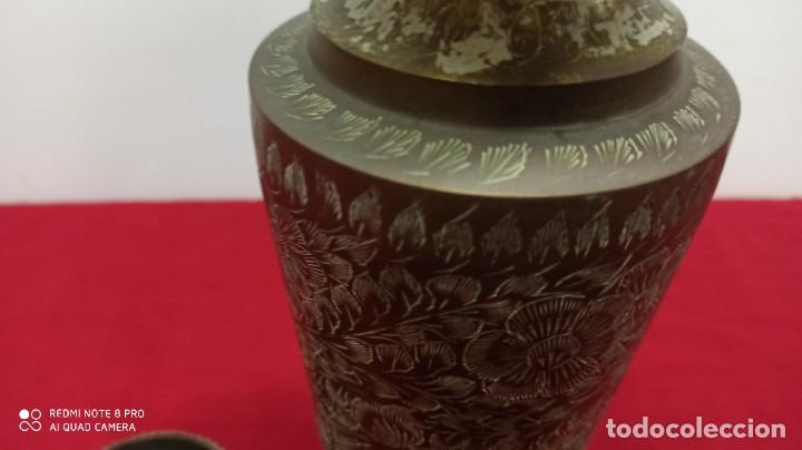 Antig&uuml;edades: JARRON DE BRONCE Y DECORACION HOGAR 4 PIEZAS - Foto 6