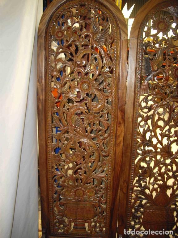 Antig&uuml;edades: BIOMBO MADERA TALLADA - Foto 3