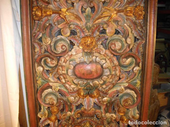 Antig&uuml;edades: PANEL TALLA FLORA VEGETAL POLICRO - Foto 4