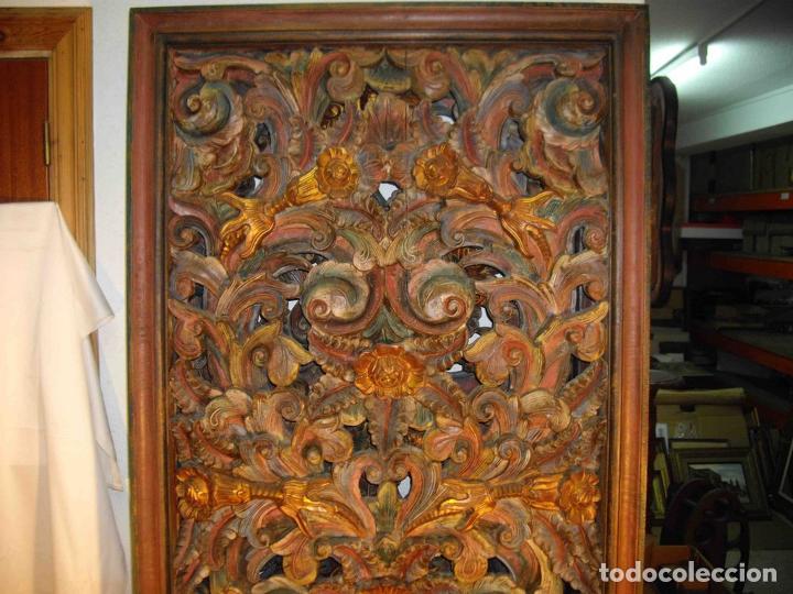 Antig&uuml;edades: PANEL TALLA FLORA VEGETAL POLICRO - Foto 5