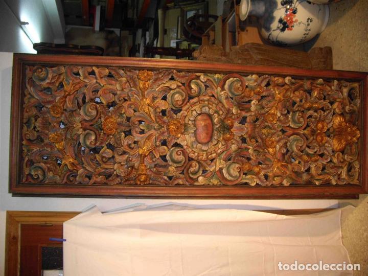 Antig&uuml;edades: PANEL TALLA FLORA VEGETAL POLICRO - Foto 1