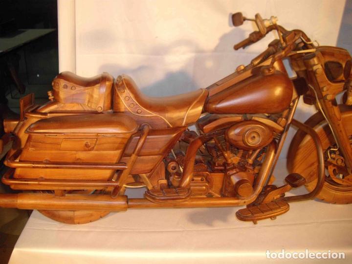Antig&uuml;edades: FIGURA MADERA MOTO MALETAS - Foto 2
