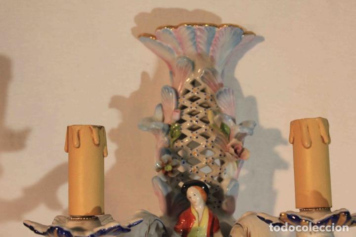 Antig&uuml;edades: LAMPARA PARED PORCELANA - Foto 3