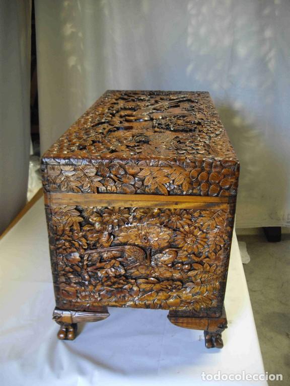 Antig&uuml;edades: ARCA TALLADA FAISANES OSCURA - Foto 2