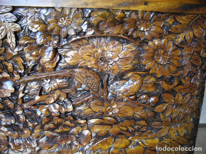 Antig&uuml;edades: ARCA TALLADA FAISANES OSCURA - Foto 3