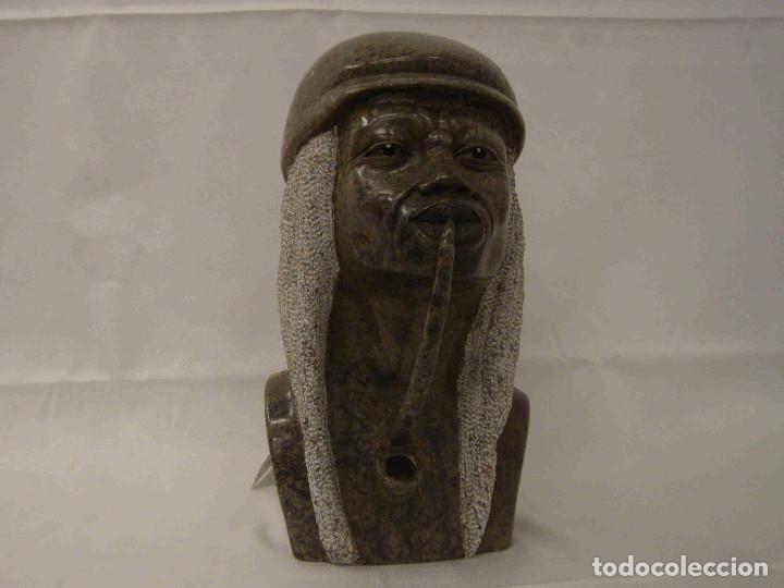 Antig&uuml;edades: BUSTO CACHIMBEIRO PIEDRA VERDE - Foto 1