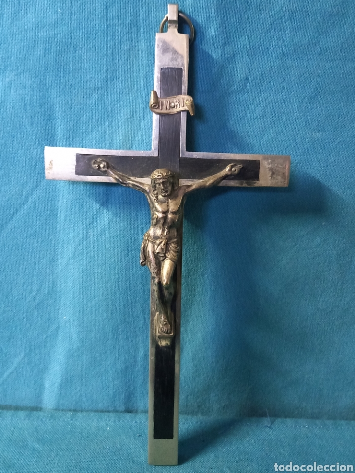 Antig&uuml;edades: Cristo de metal, antiguo. - Foto 1