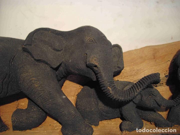 Antig&uuml;edades: TALLA TRONCO 5 ELEFANTES 160 cm - Foto 2