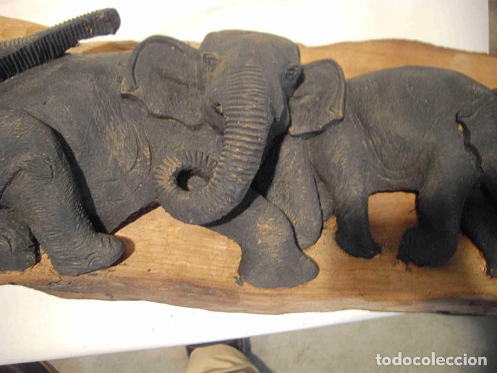 Antig&uuml;edades: TALLA TRONCO 5 ELEFANTES 160 cm - Foto 3