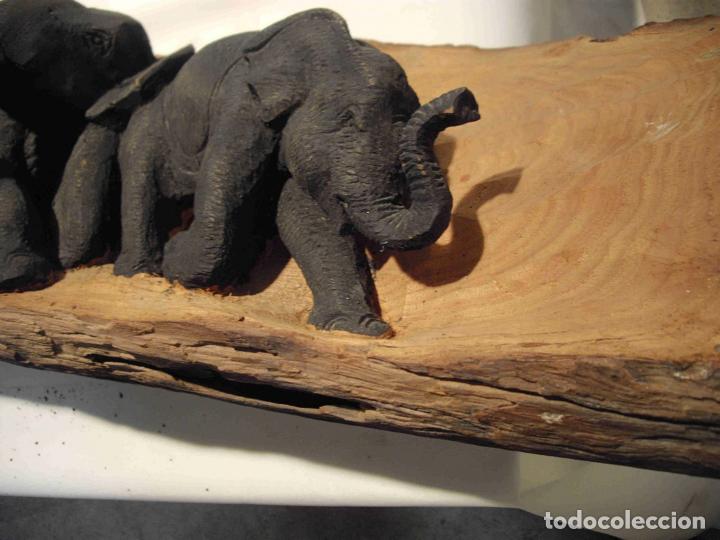 Antig&uuml;edades: TALLA TRONCO 5 ELEFANTES 160 cm - Foto 4