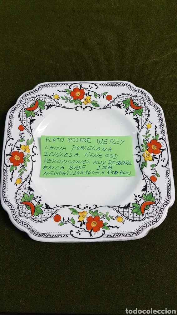 Antig&uuml;edades: Plato postre porcelana Wetley - Foto 7