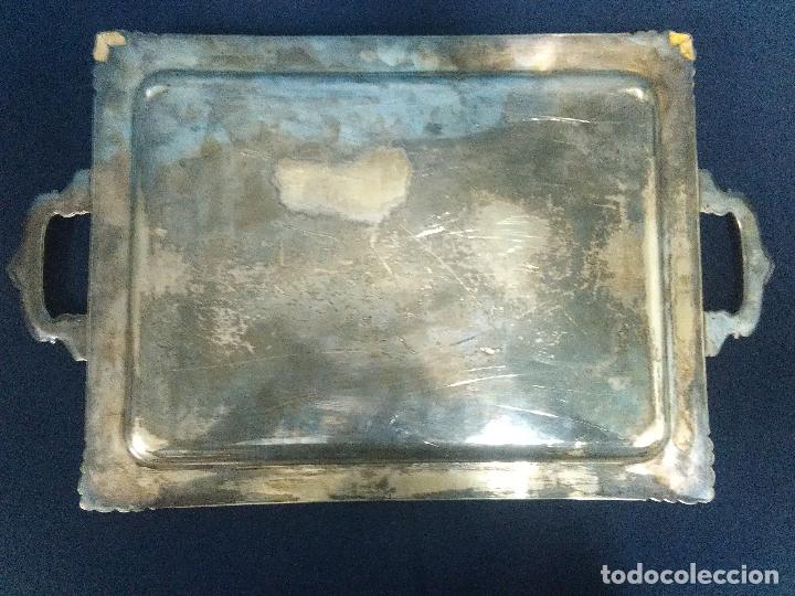 Antig&uuml;edades: BANDEJA ASAS ALPACA PLATEADA Y CINCELADA - Foto 6