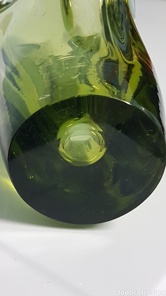 Antig&uuml;edades: Jarr&oacute;n florero cristal verde - Foto 5