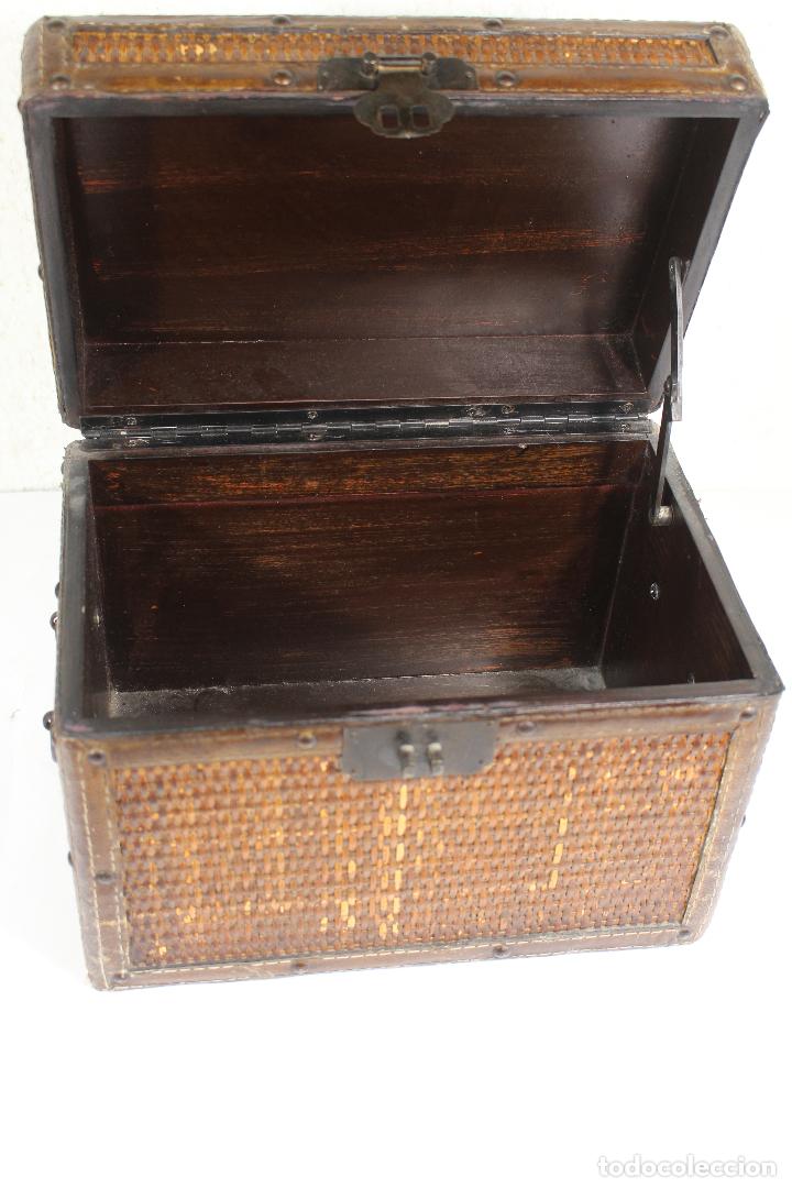Antig&uuml;edades: CAJA BAMBU MIMBRE SEMIPIEL - Foto 5