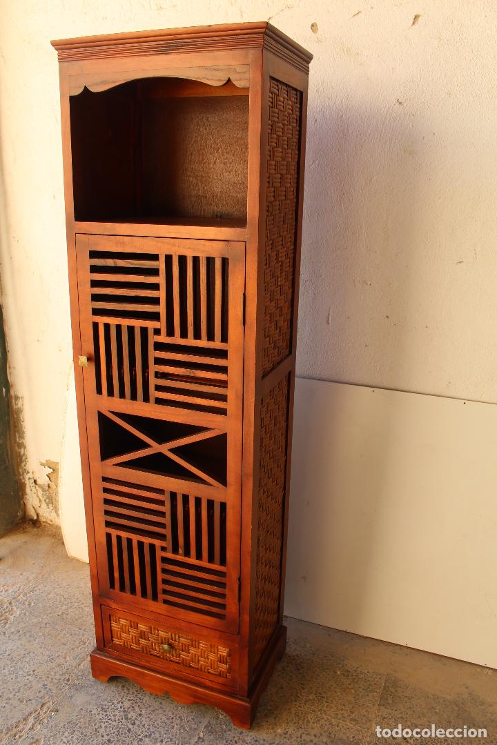 Antig&uuml;edades: MUEBLE ARMARIO LIBRERIA SALON DE MADERA Y BAMB&Uacute; - Foto 8