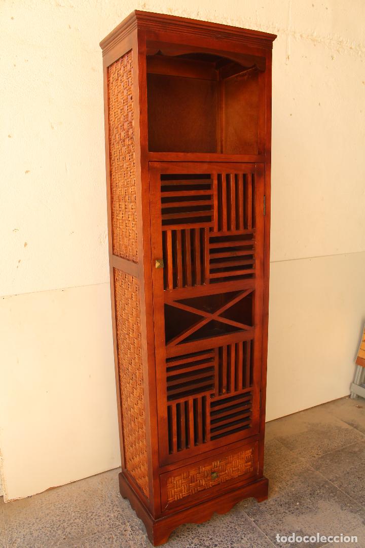 Antig&uuml;edades: MUEBLE ARMARIO LIBRERIA SALON DE MADERA Y BAMB&Uacute; - Foto 9