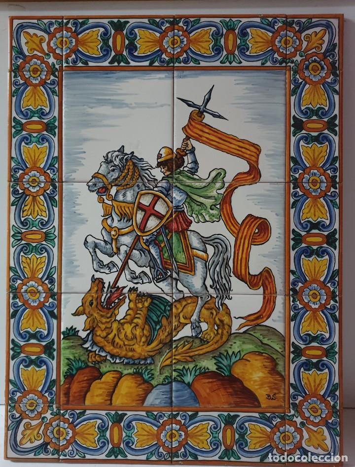 Antig&uuml;edades: San Jorge con cenefa, pintado a mano. - Foto 1