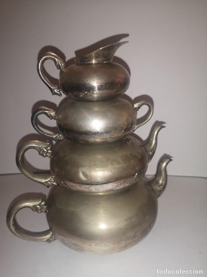 Antig&uuml;edades: Conjunto de caf&eacute; en torre de alpaca - Foto 1