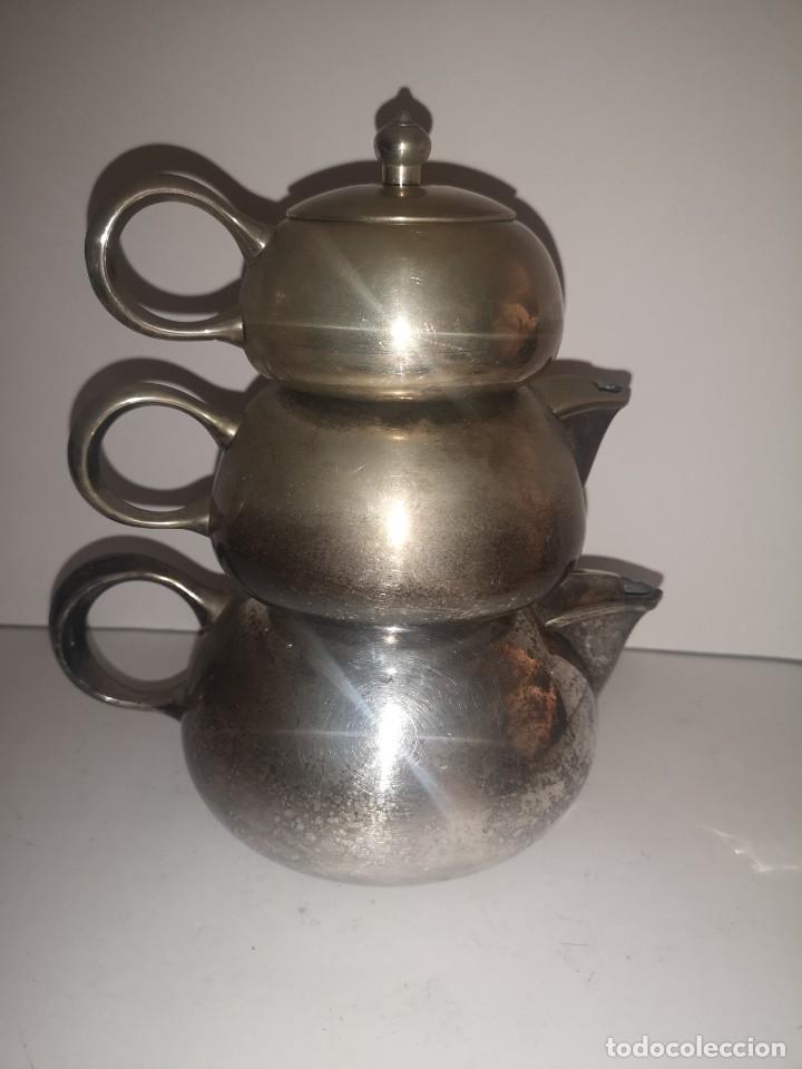 Antig&uuml;edades: Conjunto de caf&eacute; en torre de alpaca - Foto 1