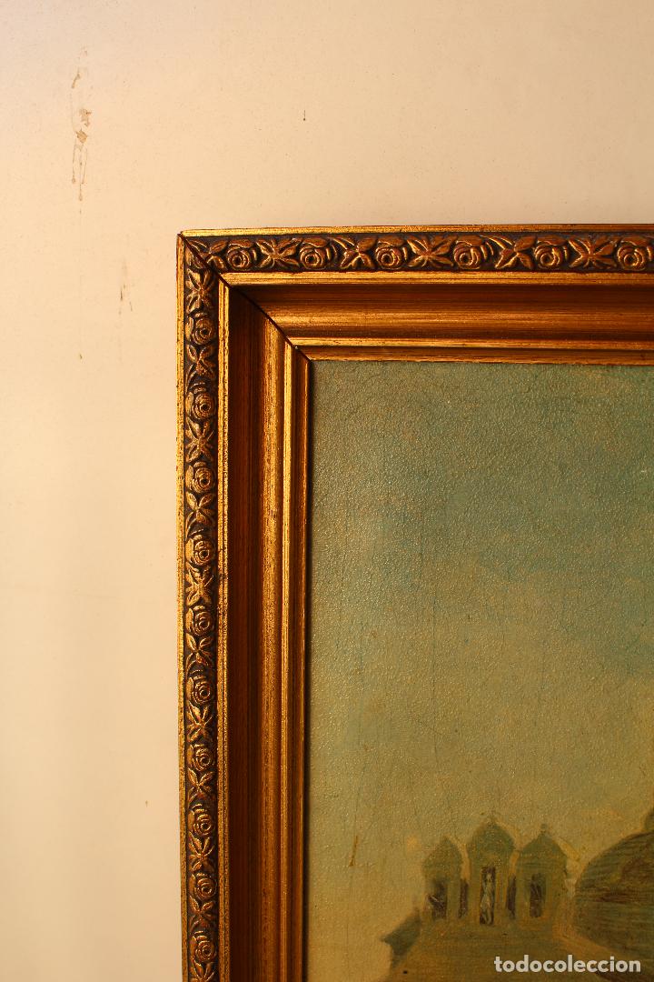 Antig&uuml;edades: marco de madera dorada con lamina - Foto 4