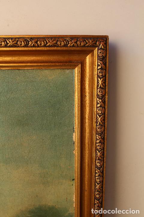 Antig&uuml;edades: marco de madera dorada con lamina - Foto 1