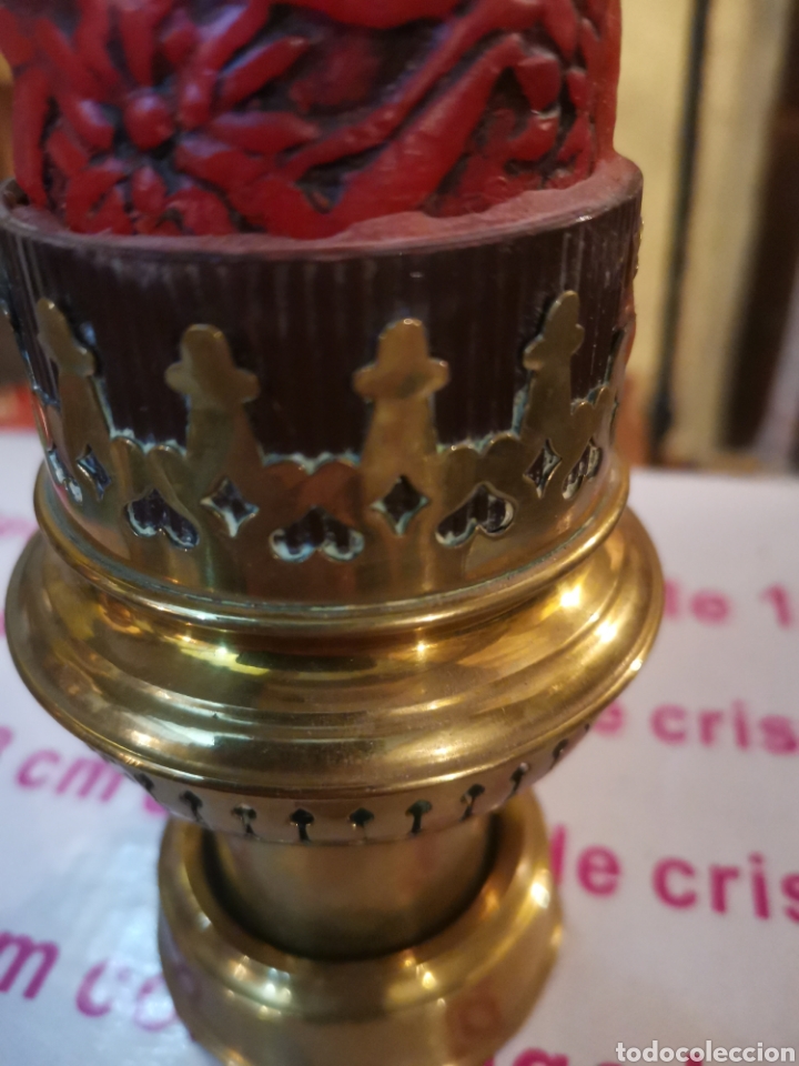 Antig&uuml;edades: Portavelas laton - Foto 2
