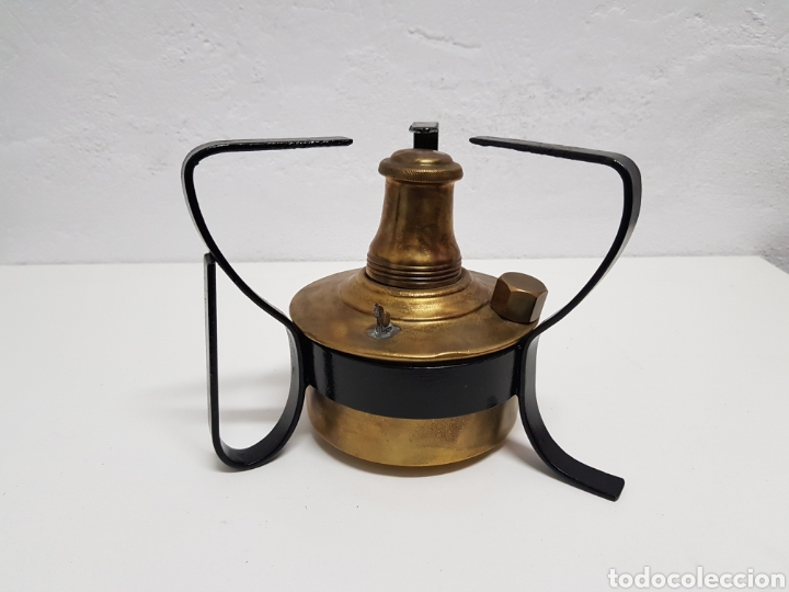 Antig&uuml;edades: Hornillo de bronce de mecha ,soporte de hierro - Foto 1