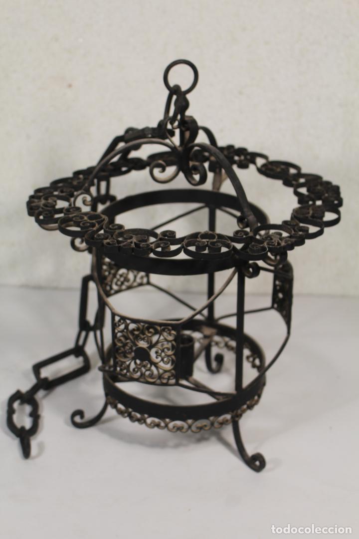 Antig&uuml;edades: lampara farol de hierro forjado - Foto 2