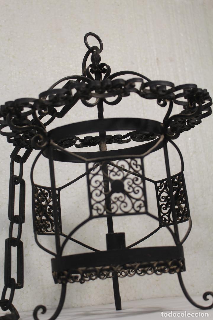 Antig&uuml;edades: lampara farol de hierro forjado - Foto 5
