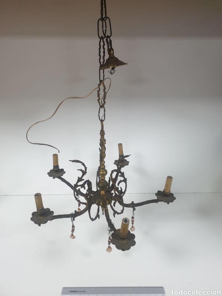 Antig&uuml;edades: Lampara antigua de bronce - Foto 1