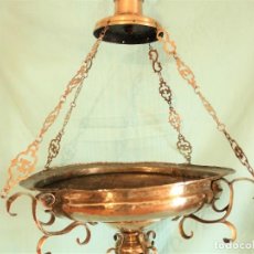 Antigüedades: ASOMBROSO LÁMPARA VOTIVA DE BRONCE SIGLO XVIII. AMAZING SPANISH 18TH CENTURY VOTIVE LAMP .. Lote 240637130