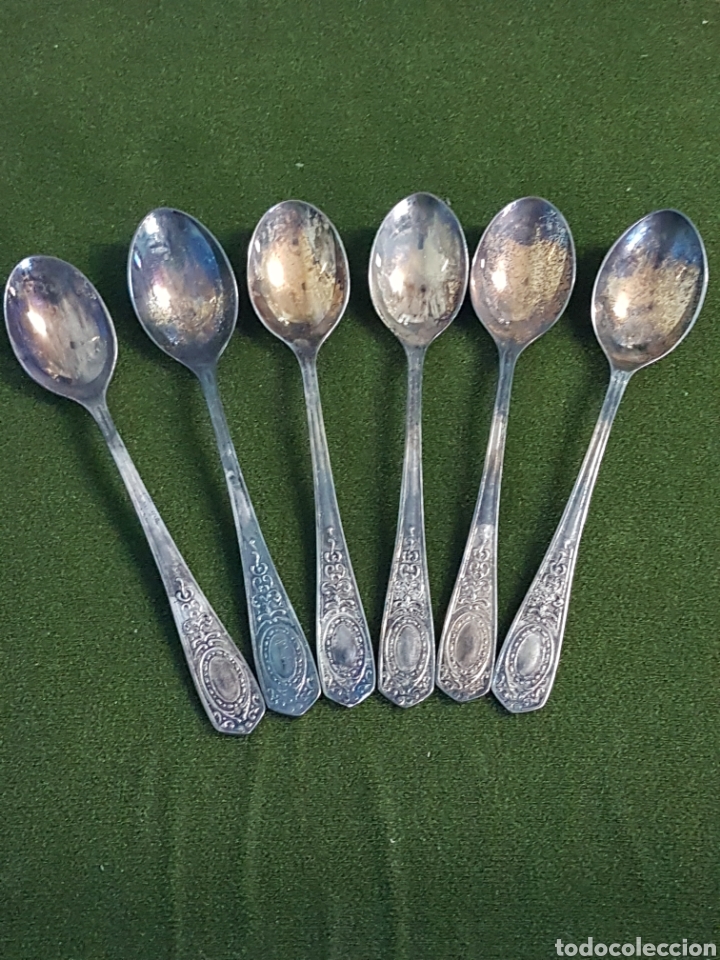 Antig&uuml;edades: 6 CUCHARILLAS PLATA POSTRE CON ESTUCHE - Foto 4